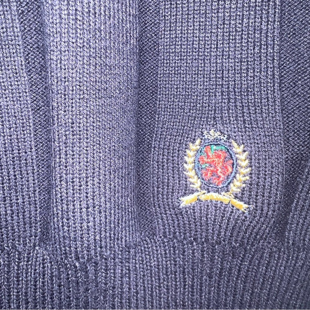 Tommy Hilfiger Navy Striped Sweater Vest XL Cotton Preppy Golf Academia - Picture 4 of 6